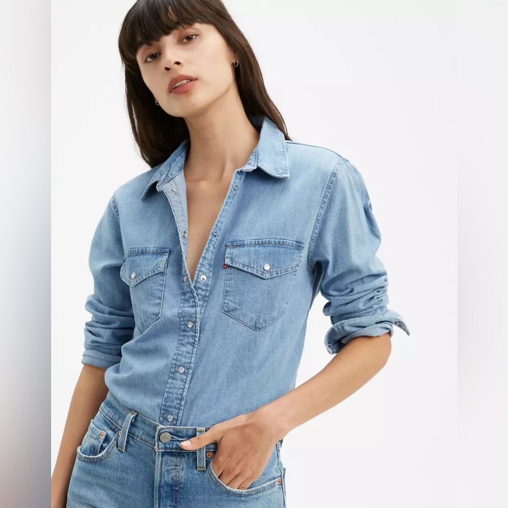 Levi’s essential western denim tailored fit shirt size M - Picture 1 of 12